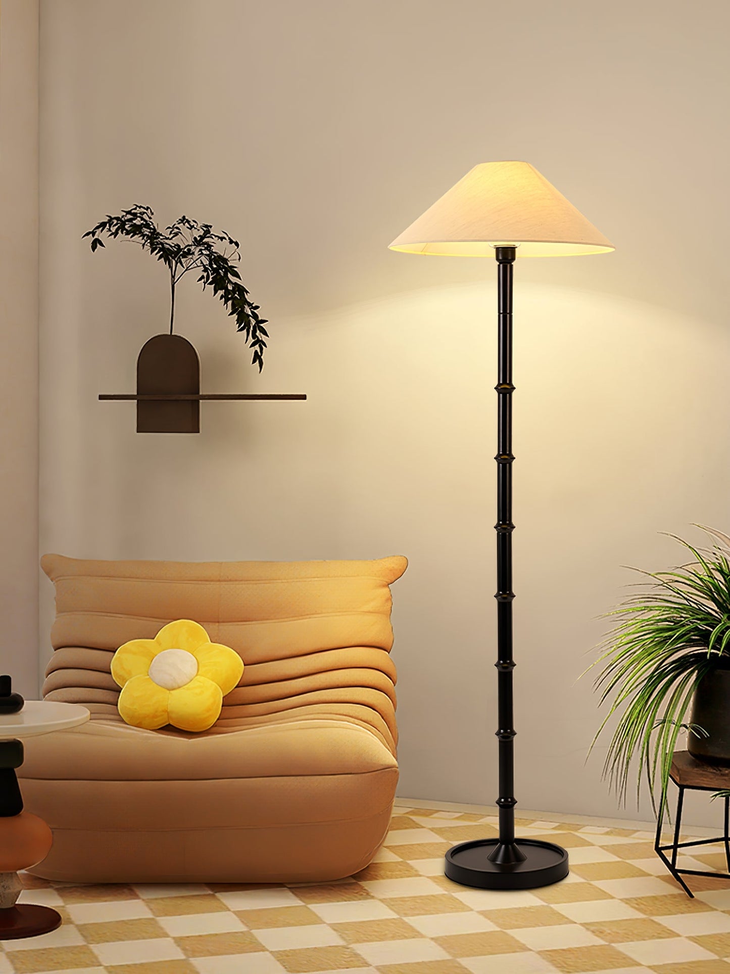 Bamboo Knot Floor Lamp | Wood & Brass | Retro Style, 150cm