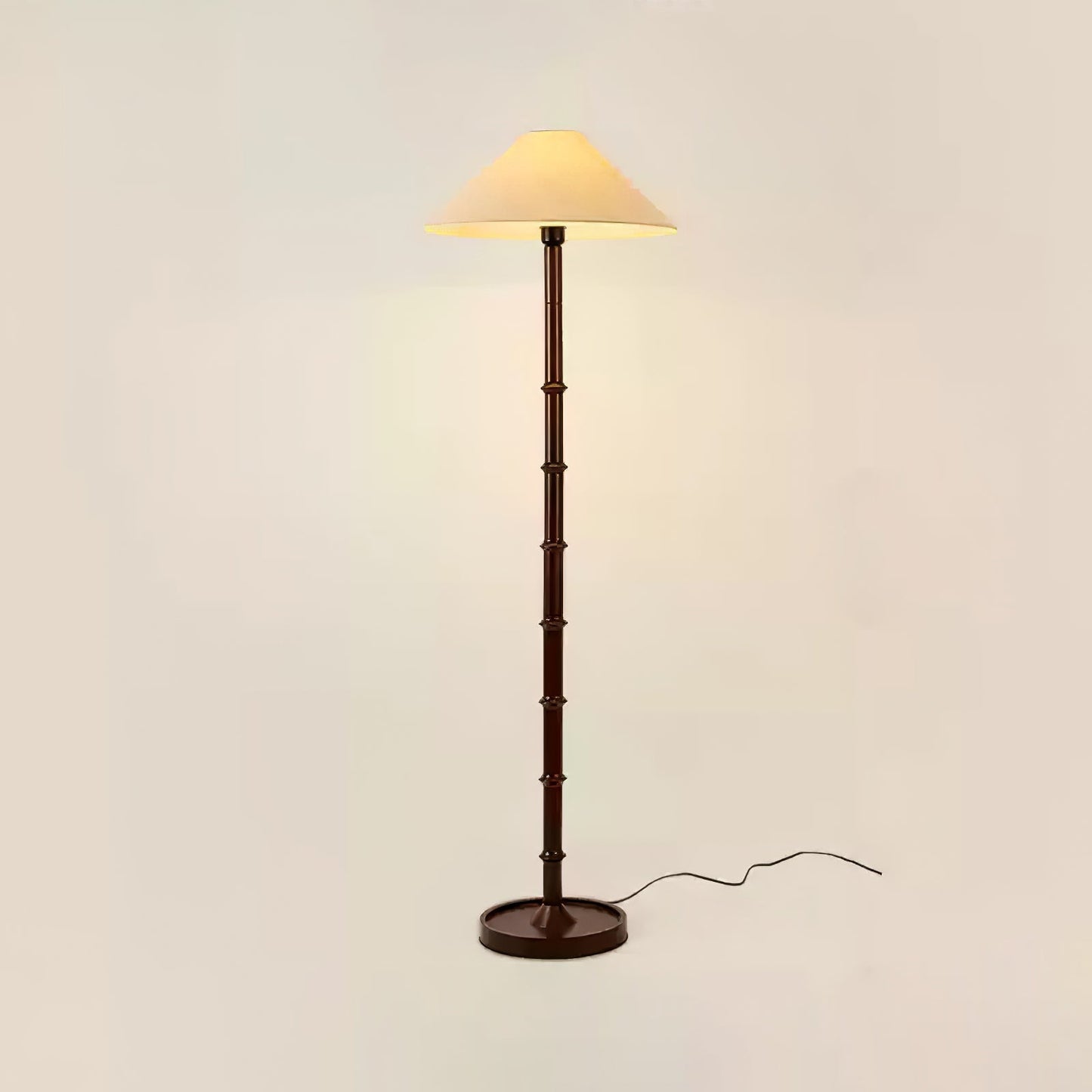 Bamboo Knot Floor Lamp | Wood & Brass | Retro Style, 150cm