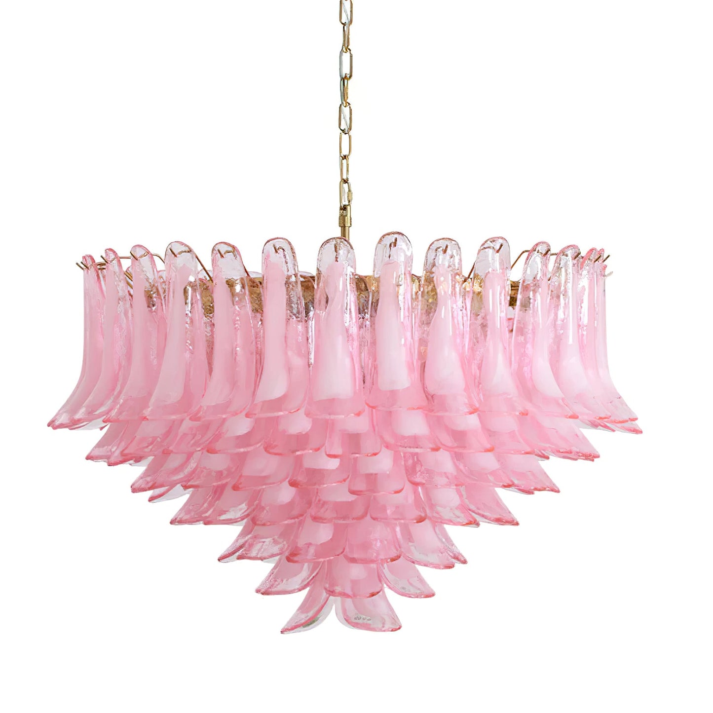 Murano Chandelier | Gold Frame with Pink Glass | 95cm Diameter