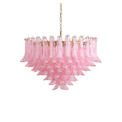 Murano Chandelier | Gold Frame with Pink Glass | 95cm Diameter