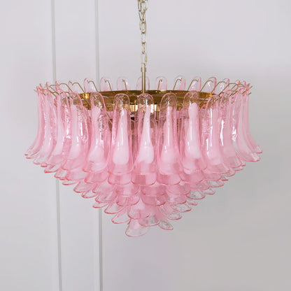 Murano Chandelier | Gold Frame with Pink Glass | 95cm Diameter