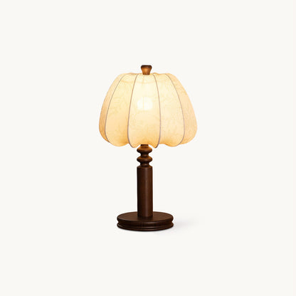 Bari Fabric Table Lamp | Vintage Design | Walnut & Beige
