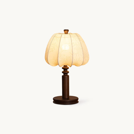 Bari Fabric Table Lamp | Vintage Design | Walnut & Beige