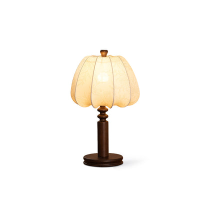 Bari Fabric Table Lamp | Vintage Design | Walnut & Beige