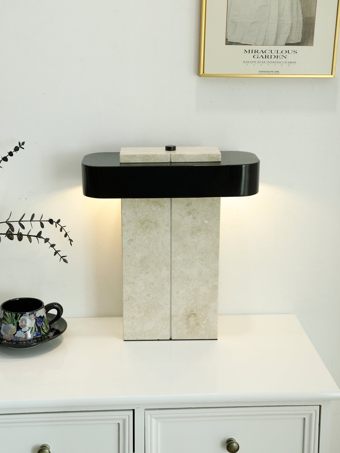 Bastion Marble Table Lamp | Marble & Metal | Black/Beige