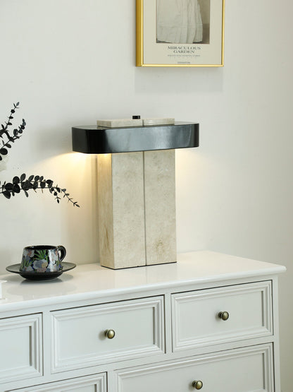 Bastion Marble Table Lamp | Marble & Metal | Black/Beige
