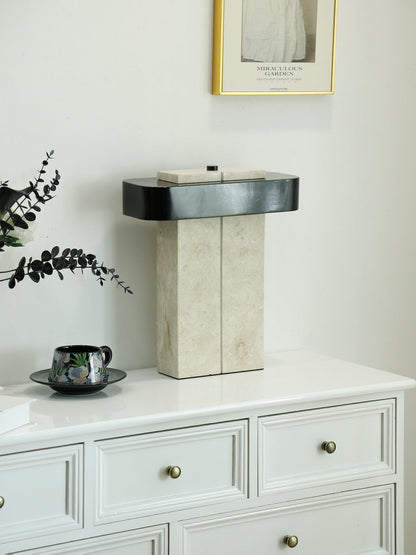 Bastion Marble Table Lamp | Marble & Metal | Black/Beige