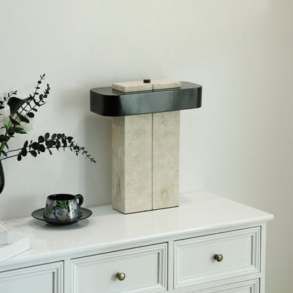 Bastion Marble Table Lamp | Marble & Metal | Black/Beige