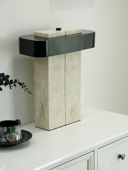 Bastion Marble Table Lamp | Marble & Metal | Black/Beige
