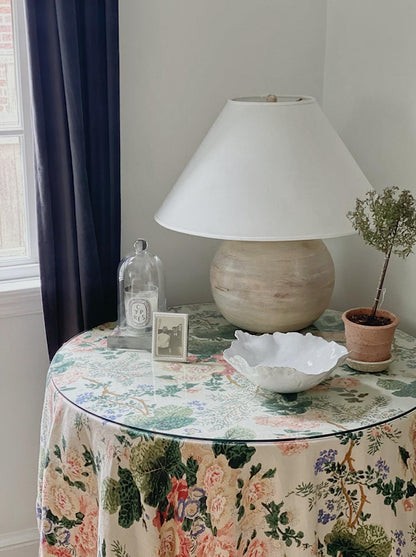 Beachside Table Lamp | Wood, Fabric, Metal | White Shade