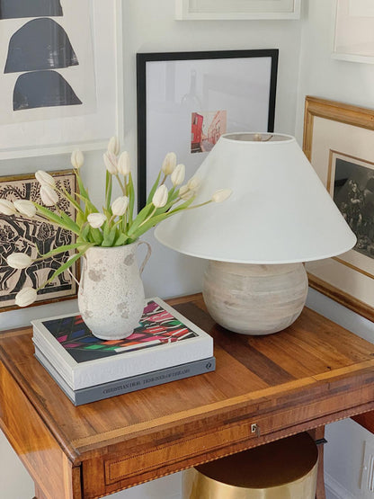 Beachside Table Lamp | Wood, Fabric, Metal | White Shade