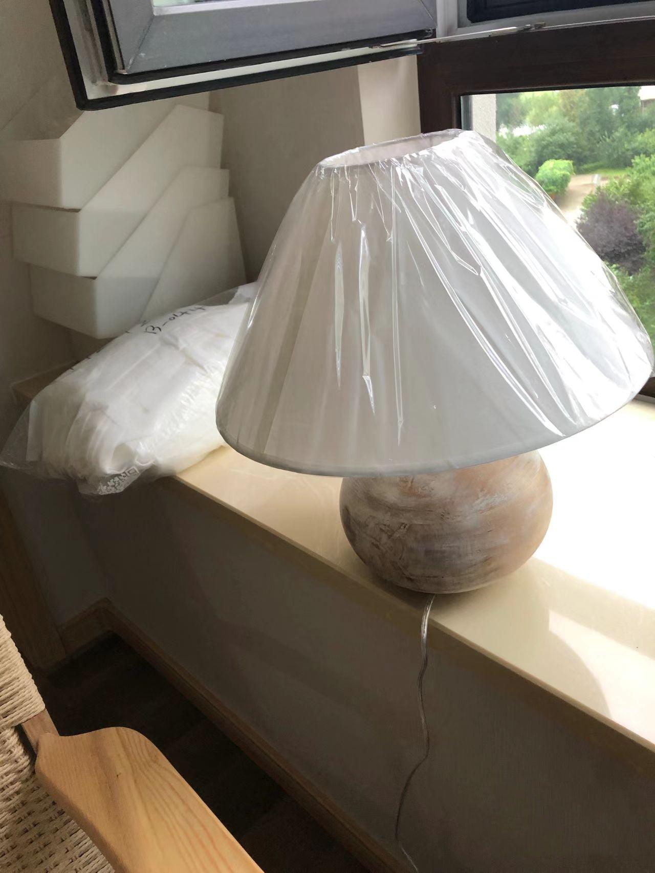 Beachside Table Lamp | Wood, Fabric, Metal | White Shade