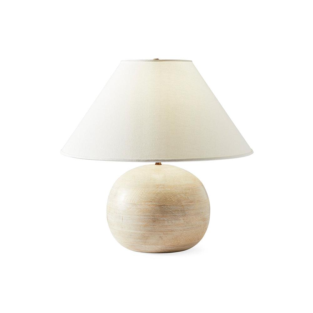 Beachside Table Lamp | Wood, Fabric, Metal | White Shade