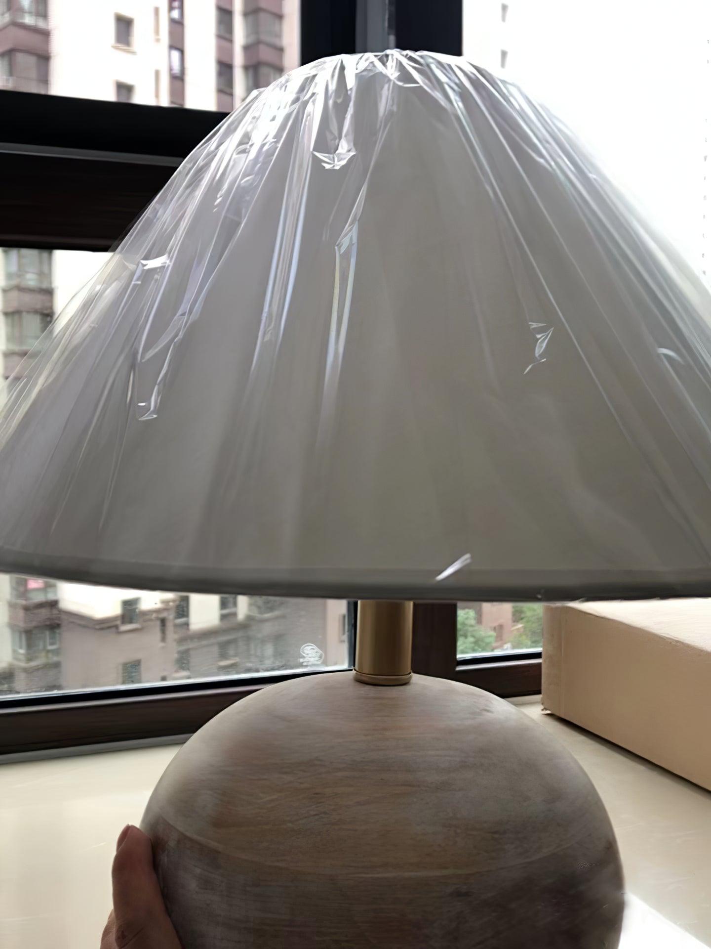 Beachside Table Lamp | Wood, Fabric, Metal | White Shade