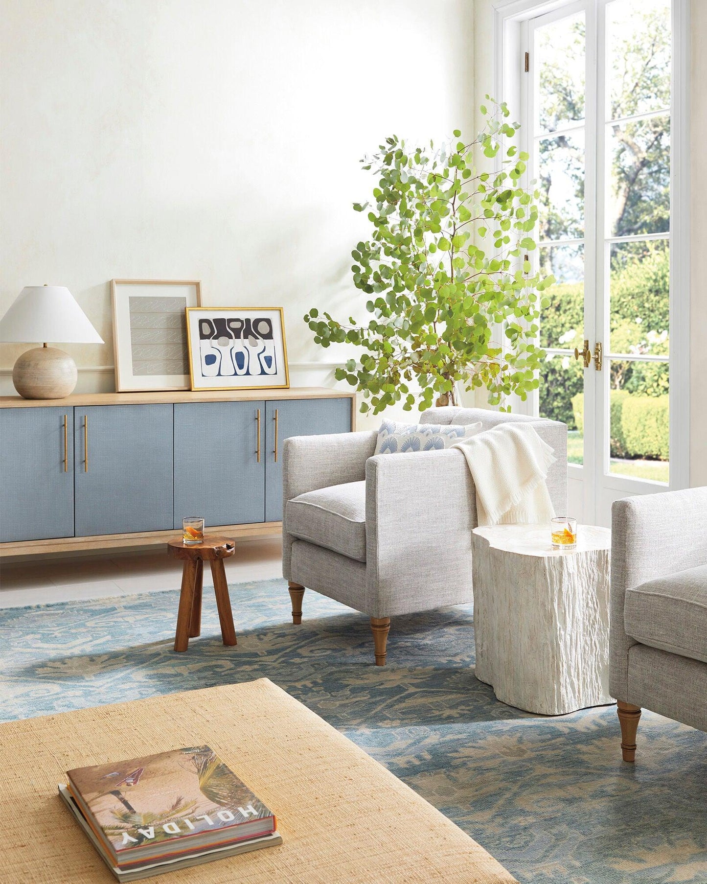 Beachside Table Lamp | Wood, Fabric, Metal | White Shade