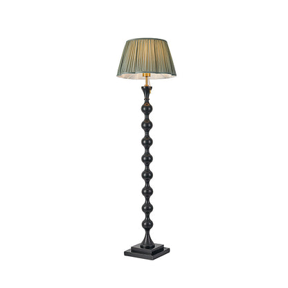 Beaded Column Floor Lamp | Wood & Fabric | Gold or Walnut Color
