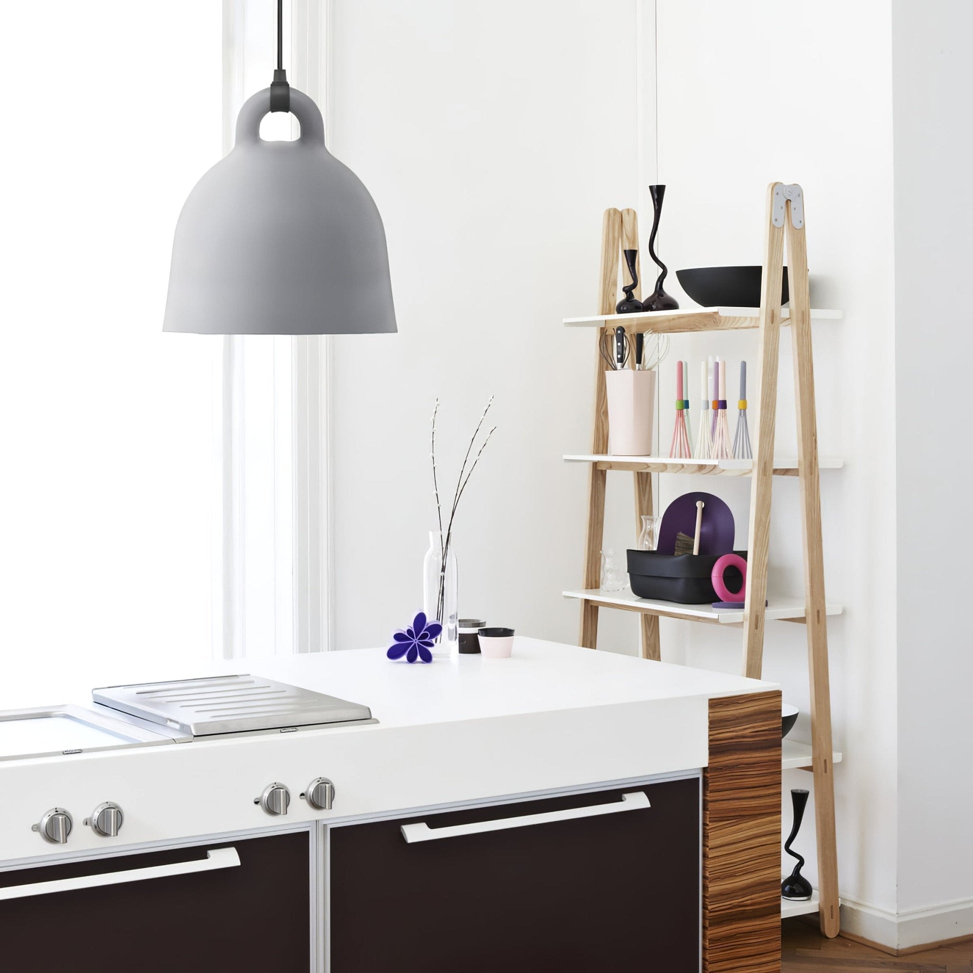 Bell Pendant Lamp | Metal & Resin | White, Black, Gray