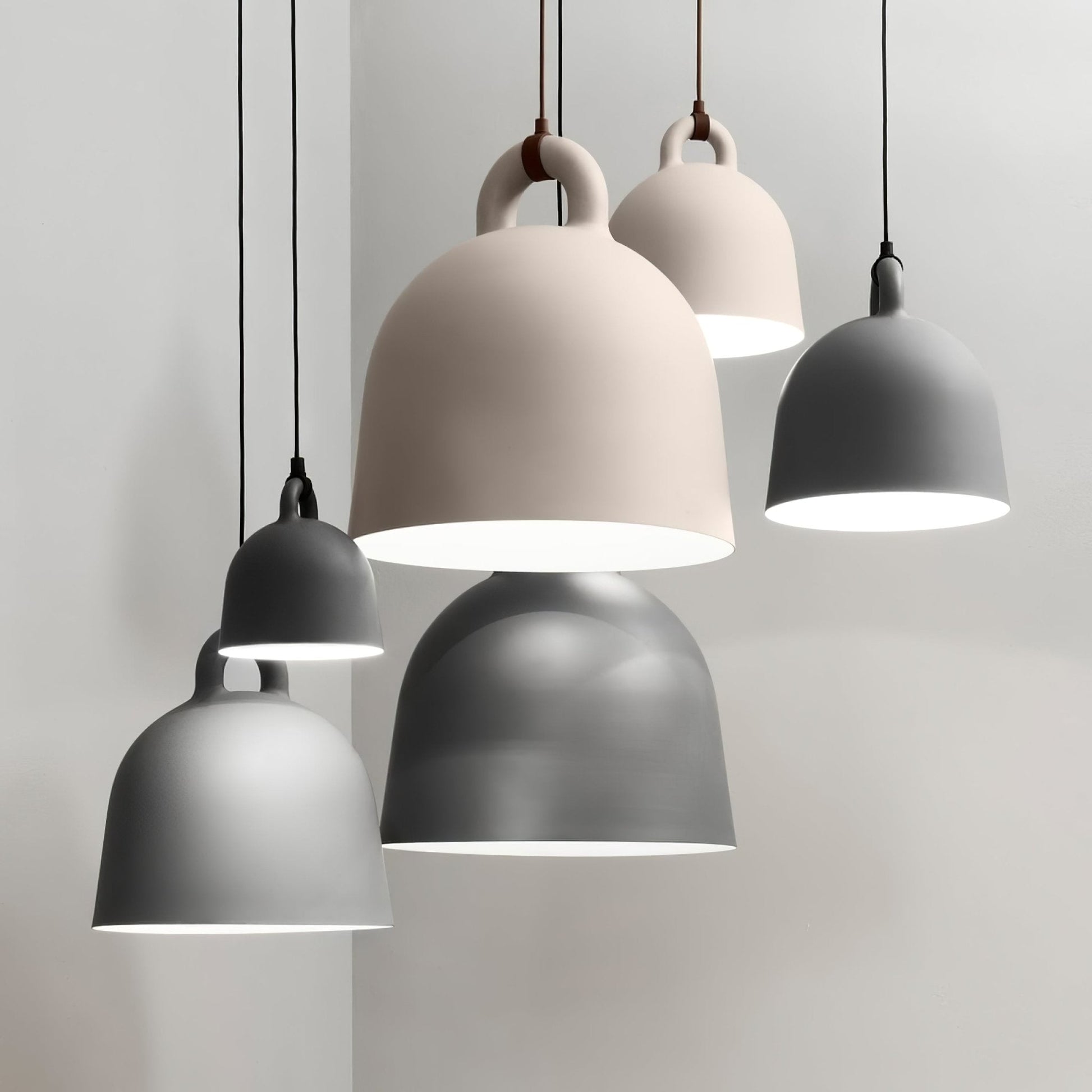 Bell Pendant Lamp | Metal & Resin | White, Black, Gray