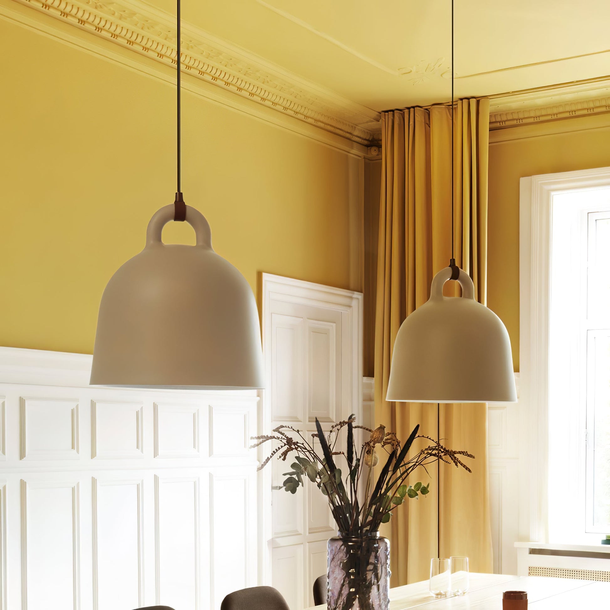 Bell Pendant Lamp | Metal & Resin | White, Black, Gray