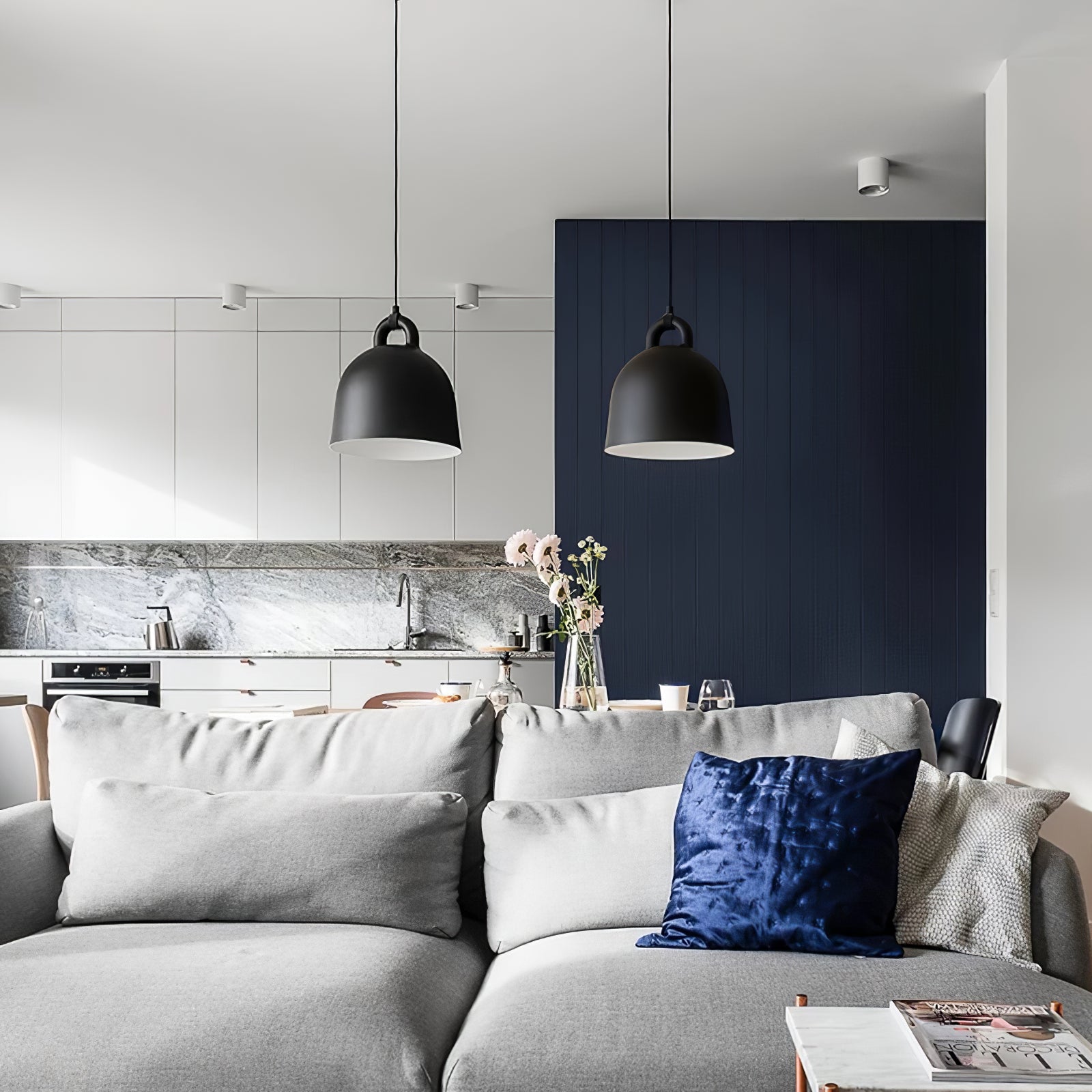 Bell Pendant Lamp | Metal & Resin | White, Black, Gray
