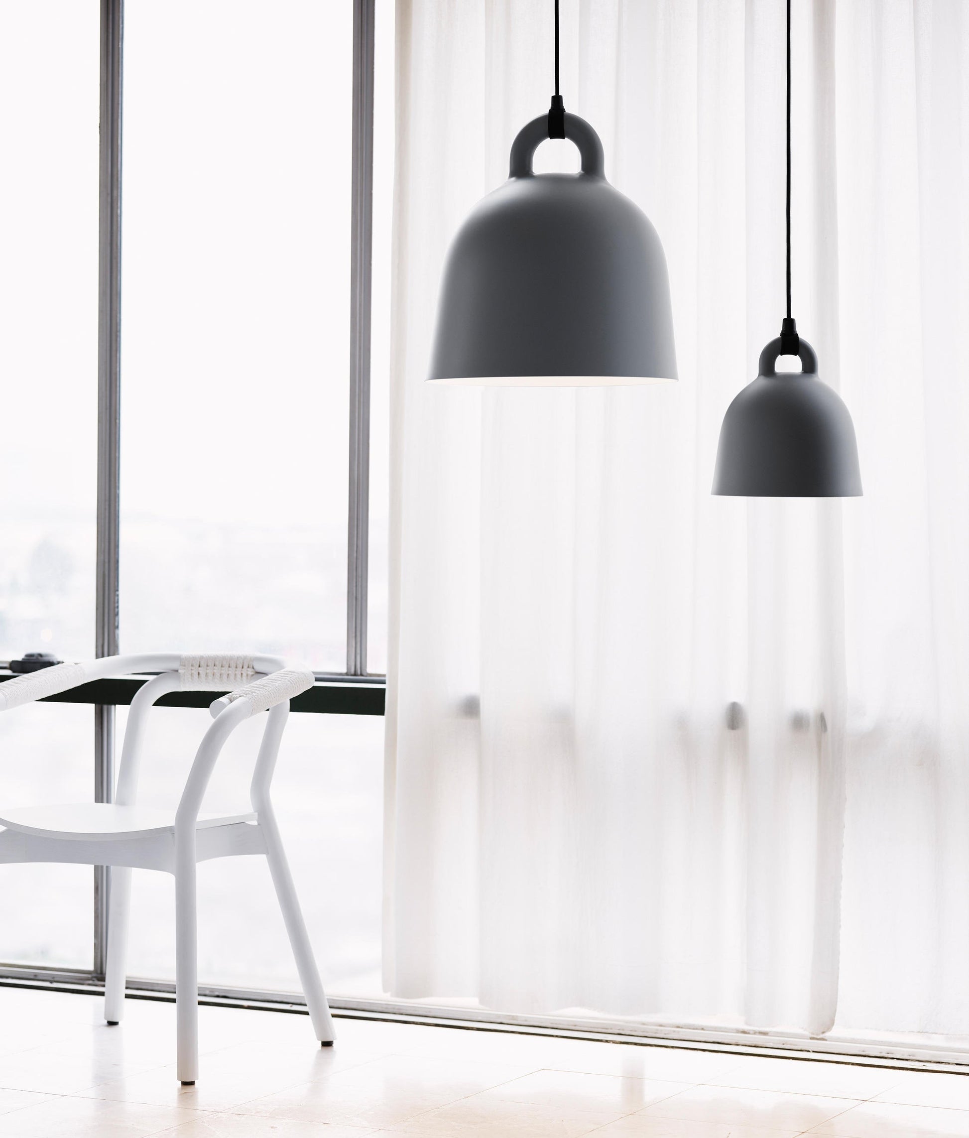Bell Pendant Lamp | Metal & Resin | White, Black, Gray