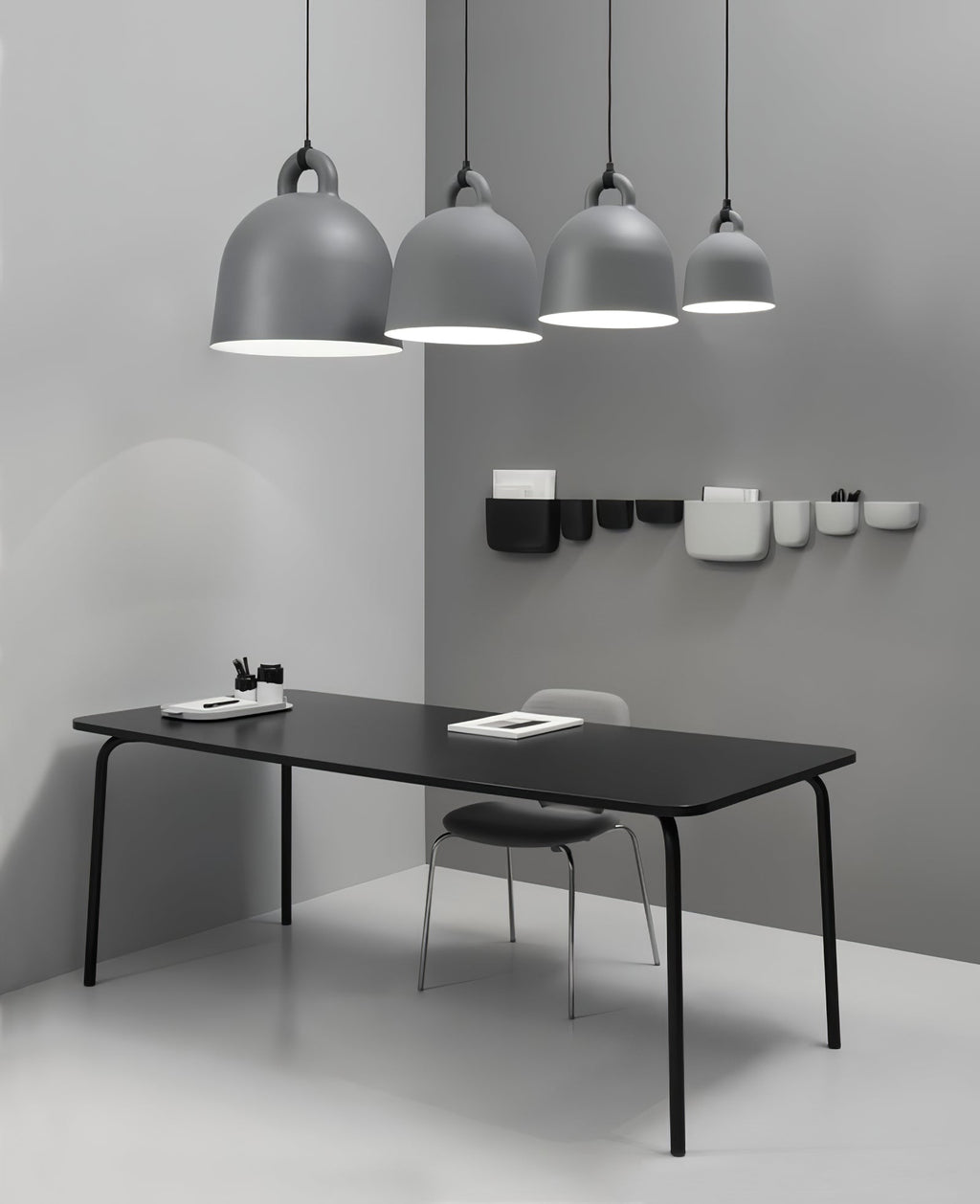 Bell Pendant Lamp | Metal & Resin | White, Black, Gray