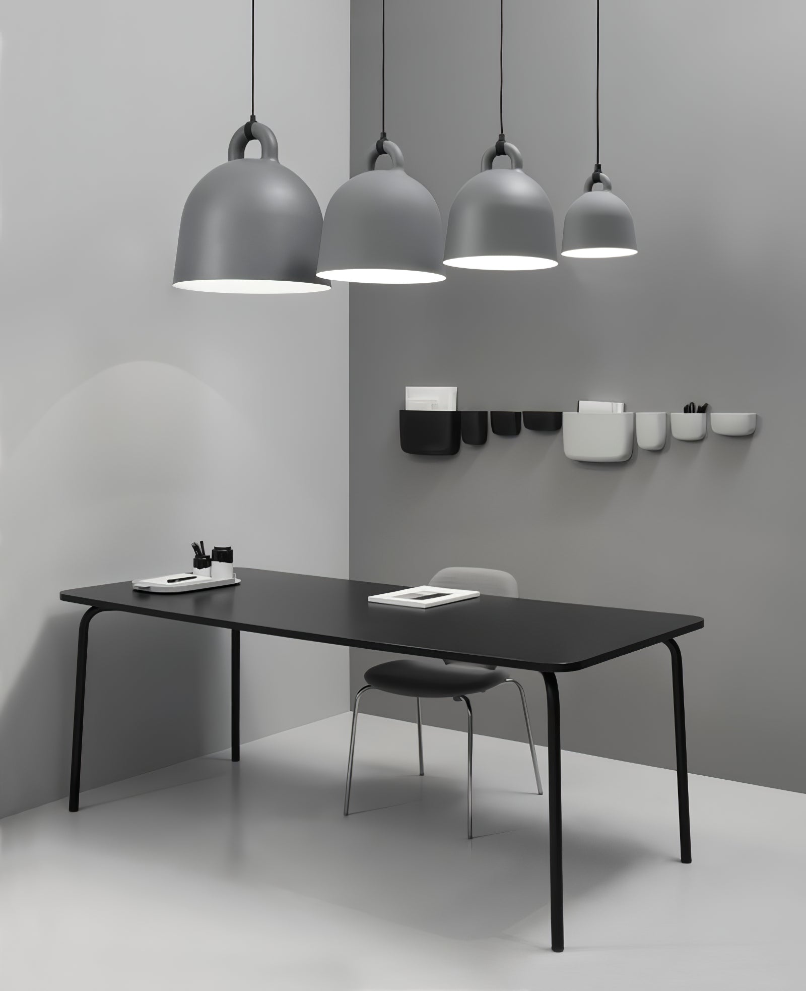 Bell Pendant Lamp | Metal & Resin | White, Black, Gray