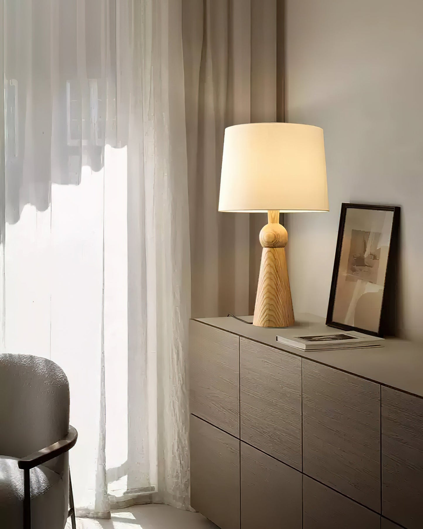 Bella Table Lamp | Metal, Wood, Fabric | Wood Color, Walnut Color, Black