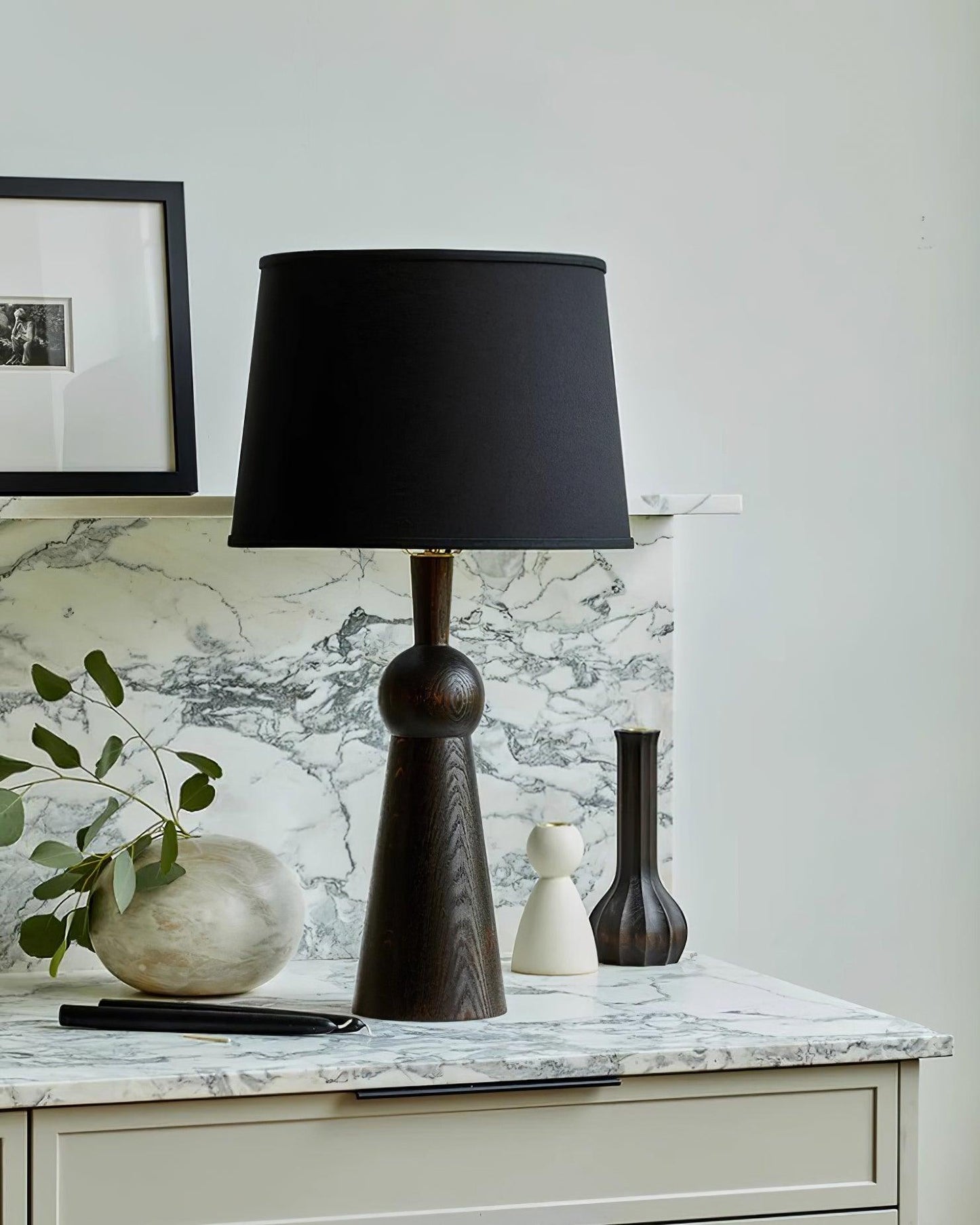 Bella Table Lamp | Metal, Wood, Fabric | Wood Color, Walnut Color, Black