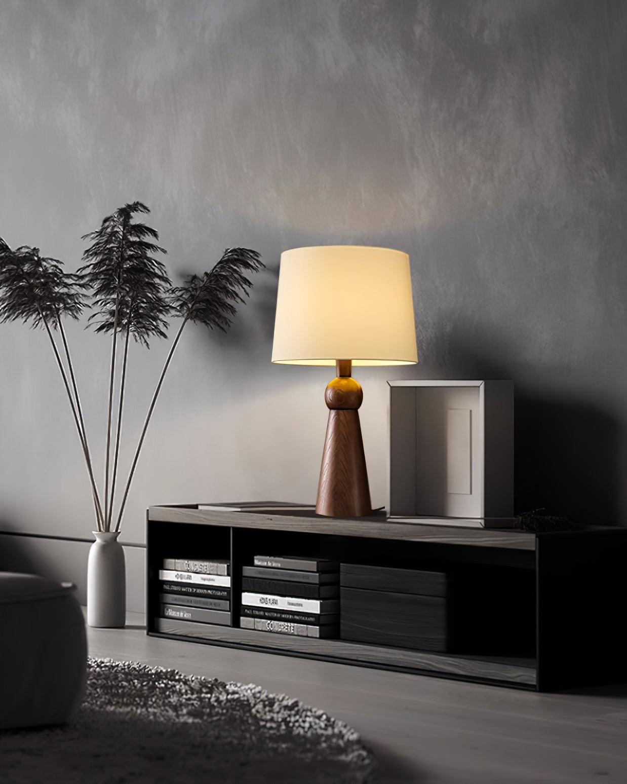 Bella Table Lamp | Metal, Wood, Fabric | Wood Color, Walnut Color, Black