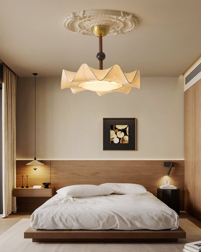 Bellara Ceiling Light | Fabric, Metal, Wood | Beige, Walnut, Gold