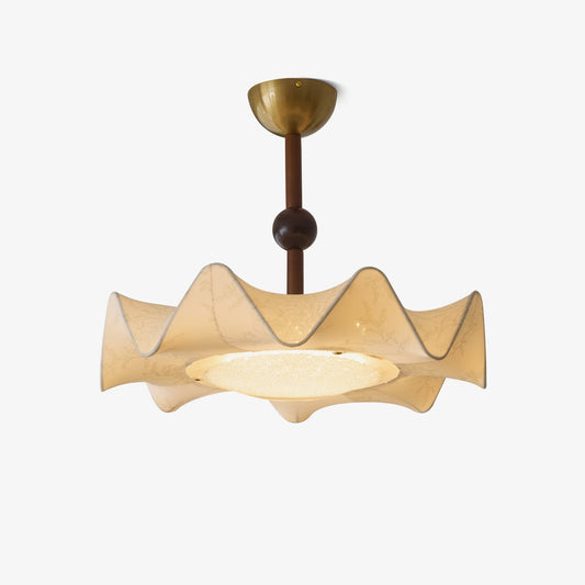 Bellara Ceiling Light | Fabric, Metal, Wood | Beige, Walnut, Gold