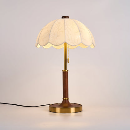 Belle Table Lamp | Wooden Base | Walnut & Gold