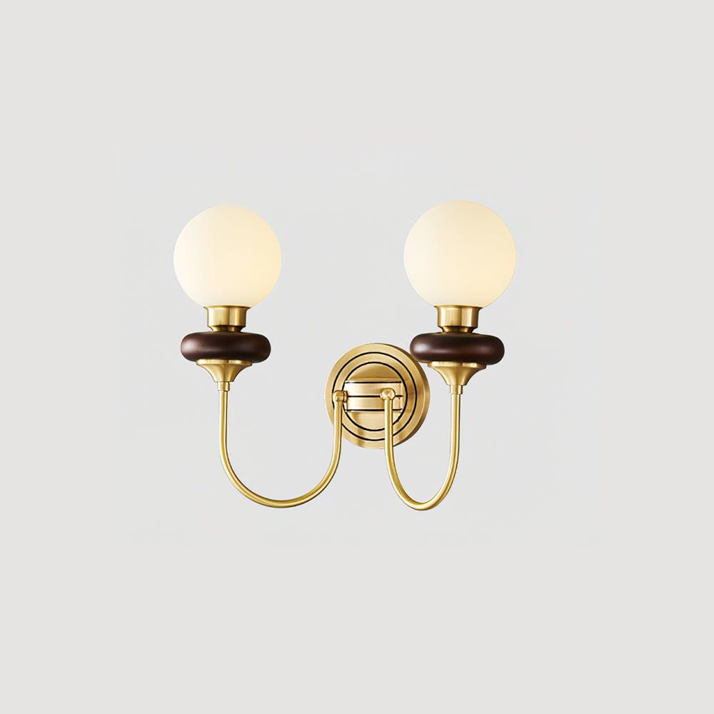 Bellevue Wall Lamp | Opaline Glass & Brass | Walnut & White