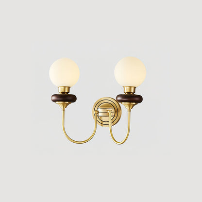 Bellevue Wall Lamp | Opaline Glass & Brass | Walnut & White