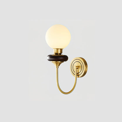 Bellevue Wall Lamp | Opaline Glass & Brass | Walnut & White