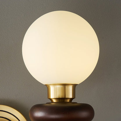 Bellevue Wall Lamp | Opaline Glass & Brass | Walnut & White