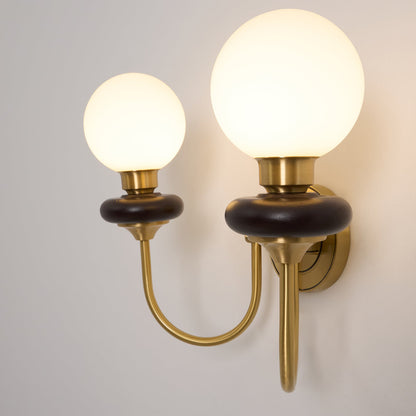 Bellevue Wall Lamp | Opaline Glass & Brass | Walnut & White
