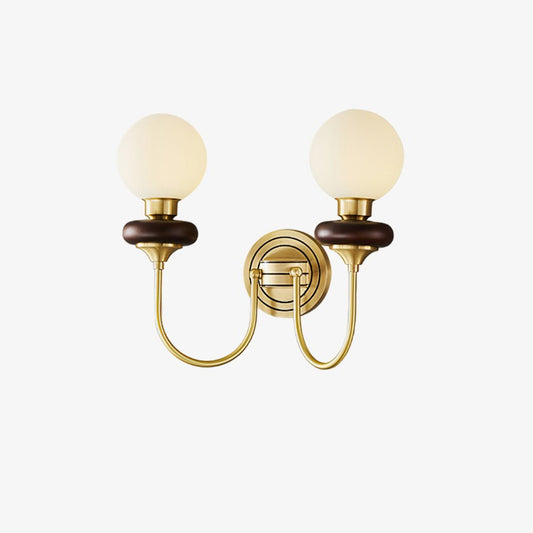 Bellevue Wall Lamp | Opaline Glass & Brass | Walnut & White