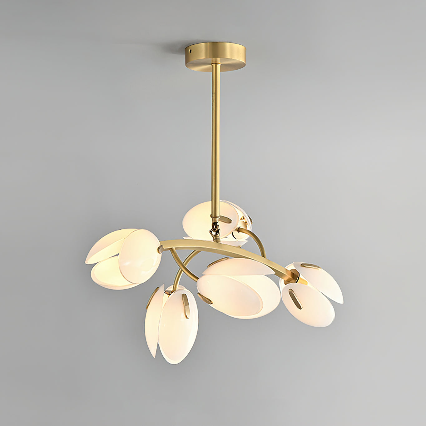 Belluno Chandelier | Brass & Opal Glass | 3, 5, or 8 Lights