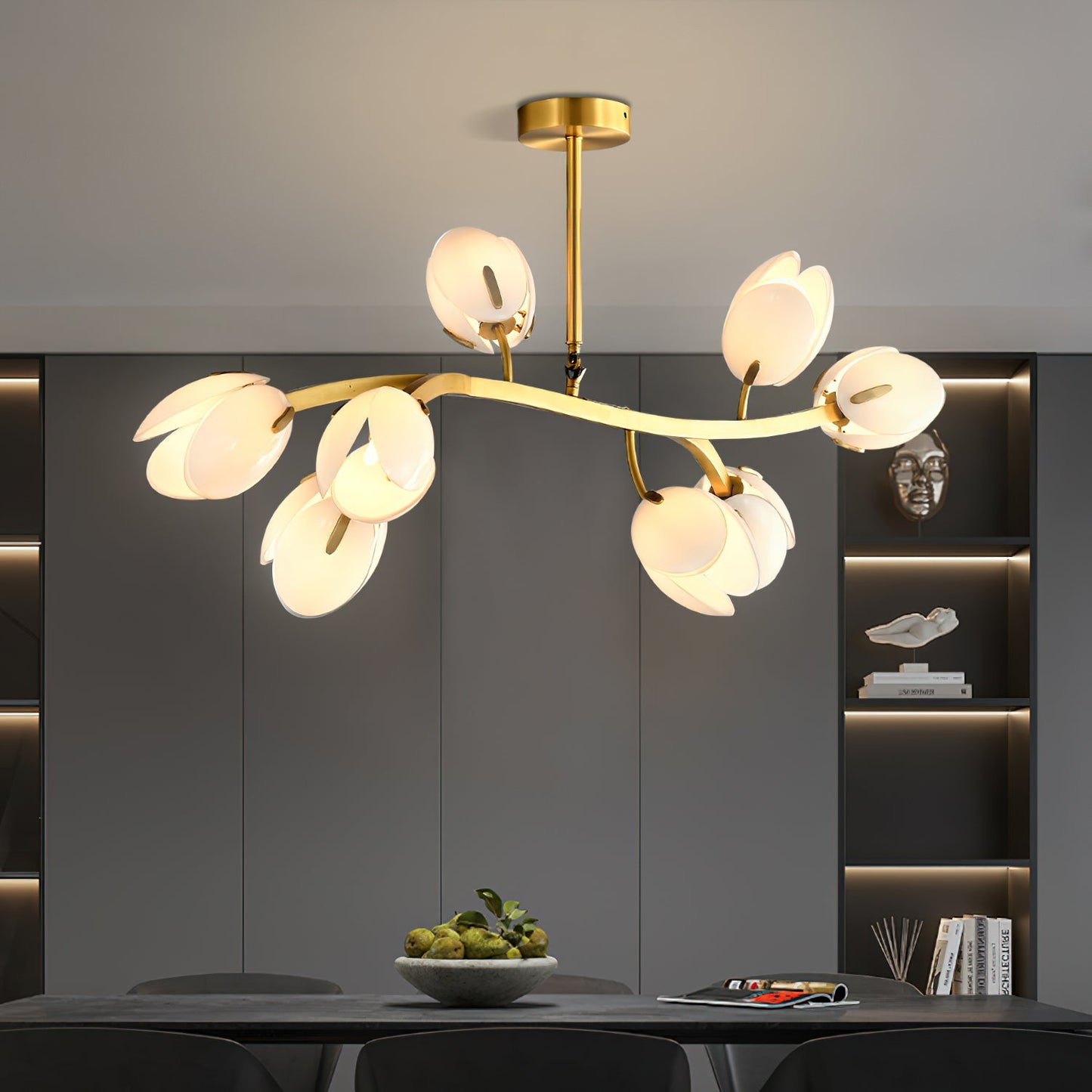 Belluno Chandelier | Brass & Opal Glass | 3, 5, or 8 Lights