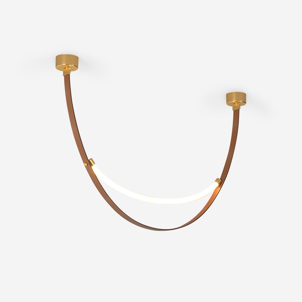Belt Pendant Lamp | Leather & Acrylic | Black or Brown, Adjustable Length
