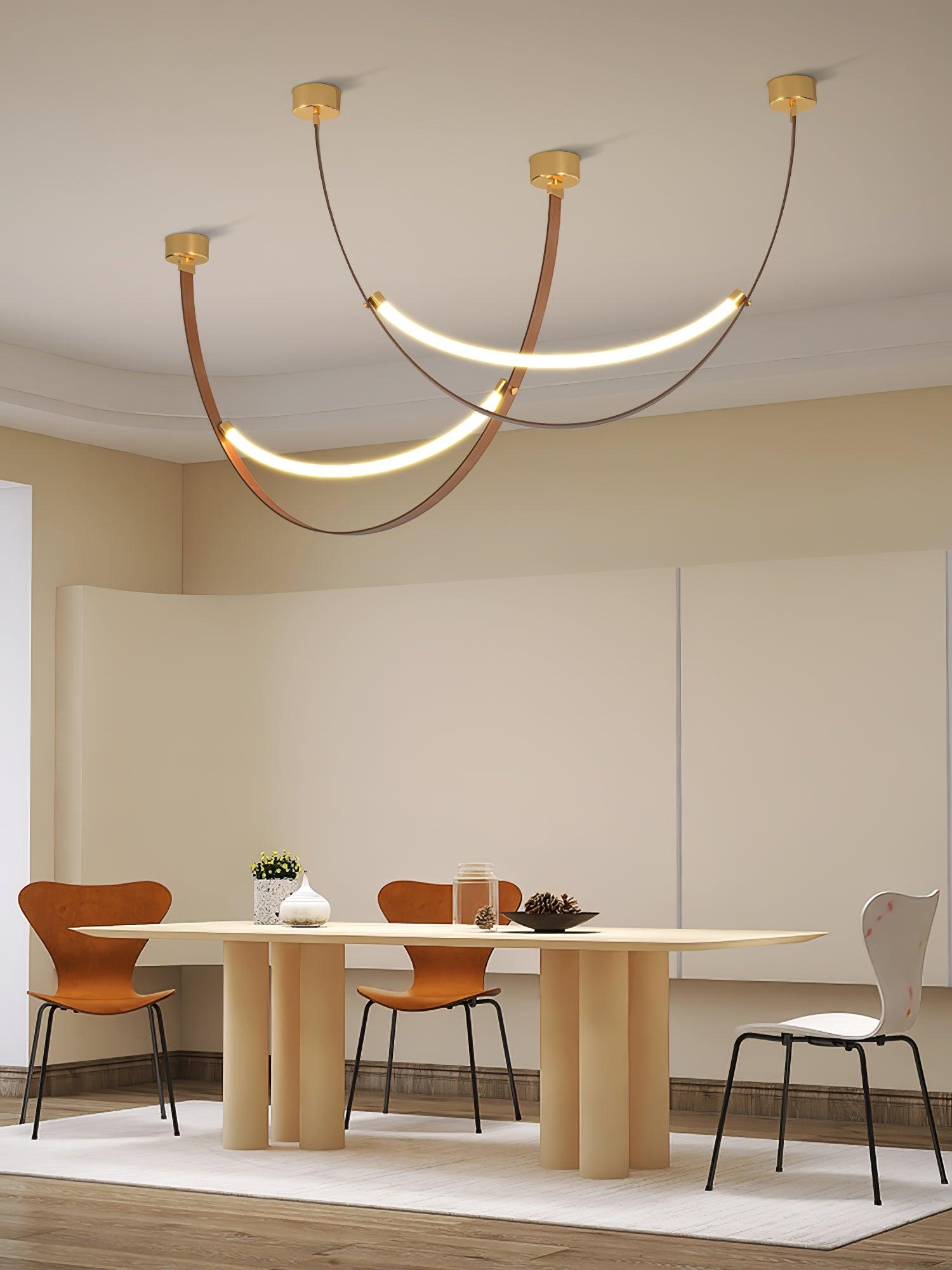 Belt Pendant Lamp | Leather & Acrylic | Black or Brown, Adjustable Length