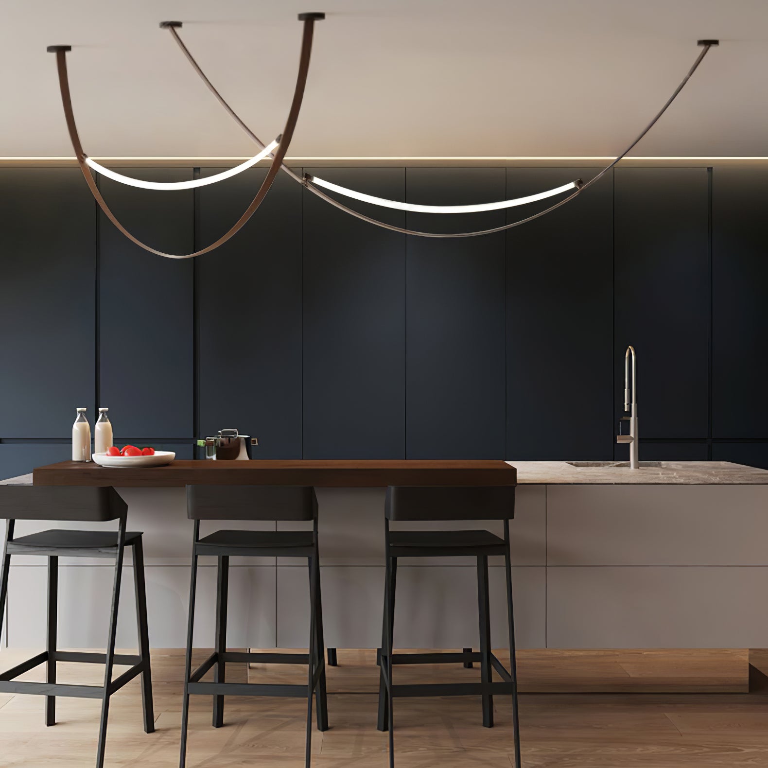 Belt Pendant Lamp | Leather & Acrylic | Black or Brown, Adjustable Length