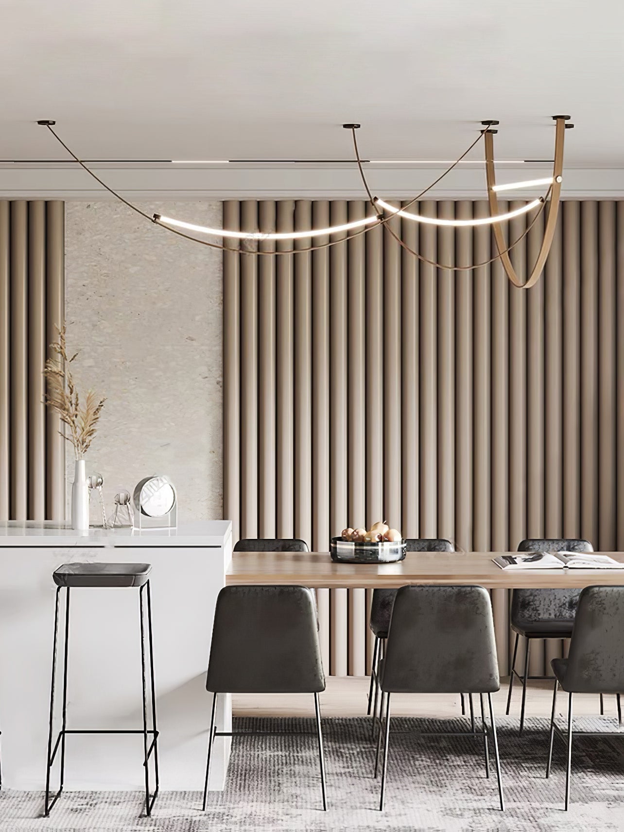 Belt Pendant Lamp | Leather & Acrylic | Black or Brown, Adjustable Length