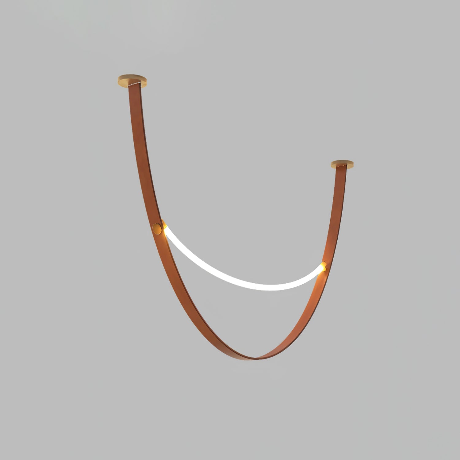 Belt Pendant Lamp | Leather & Acrylic | Black or Brown, Adjustable Length