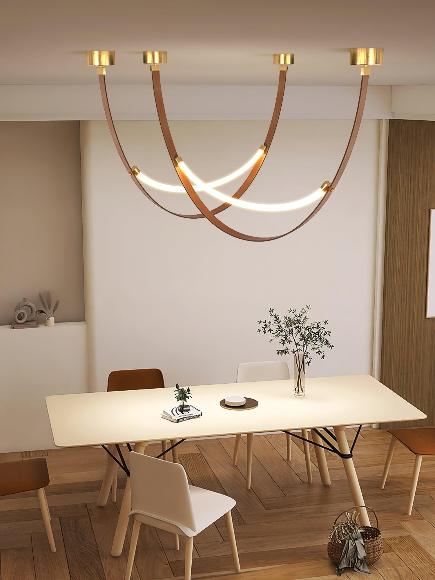 Belt Pendant Lamp | Leather & Acrylic | Black or Brown, Adjustable Length