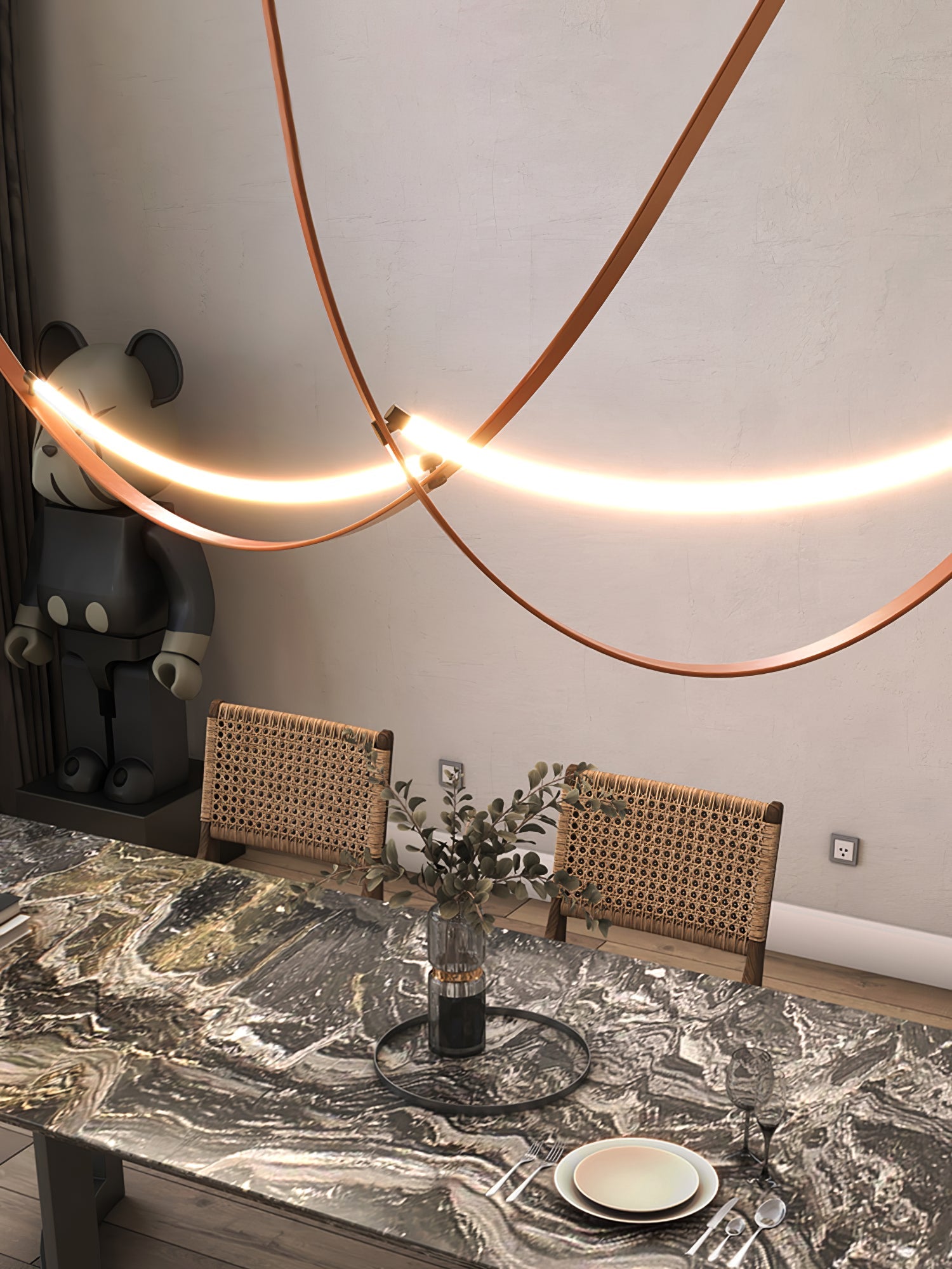 Belt Pendant Lamp | Leather & Acrylic | Black or Brown, Adjustable Length