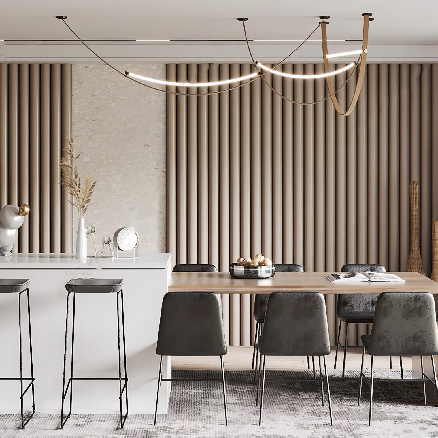 Belt Pendant Lamp | Leather & Acrylic | Black or Brown, Adjustable Length
