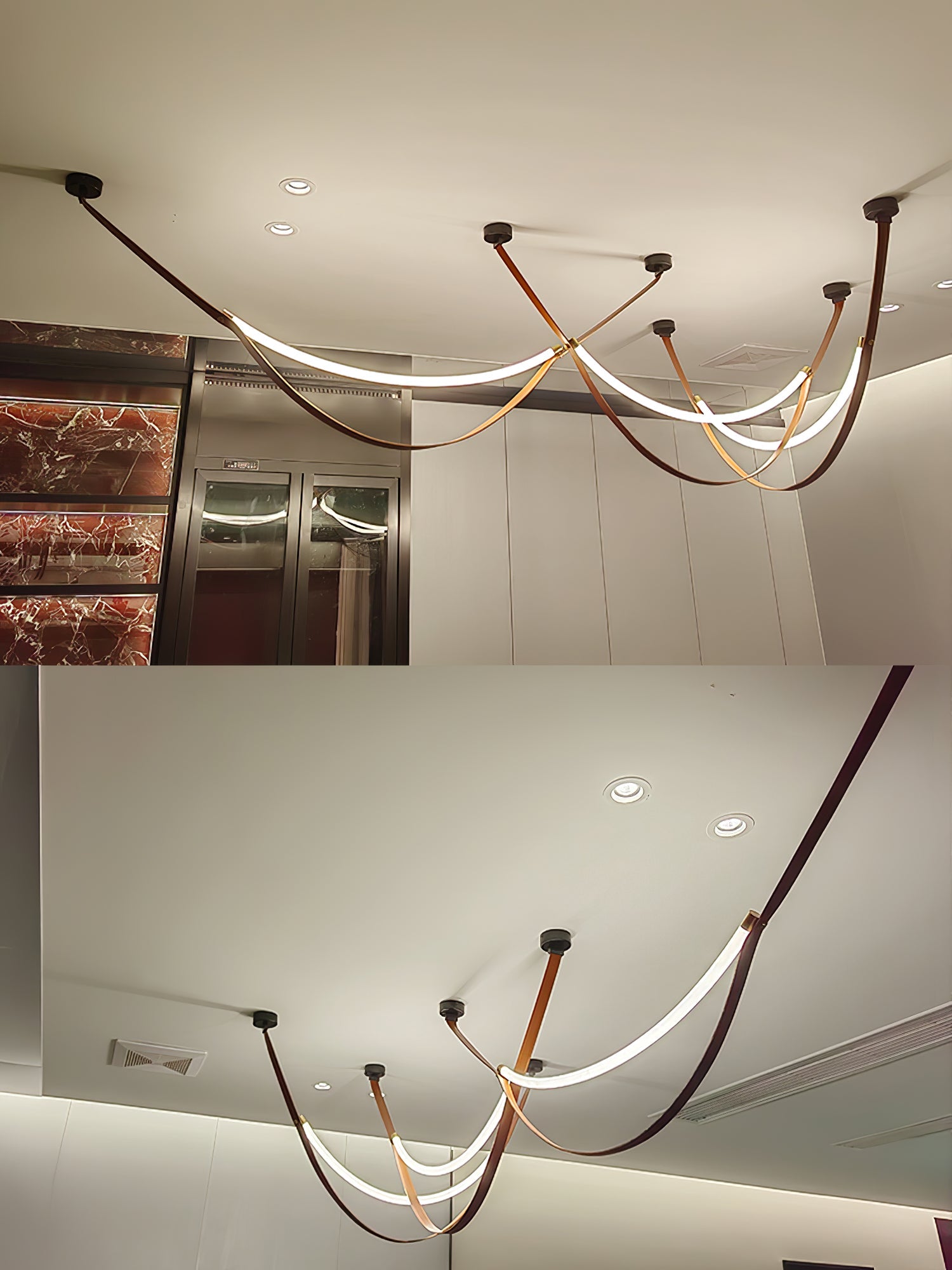 Belt Pendant Lamp | Leather & Acrylic | Black or Brown, Adjustable Length
